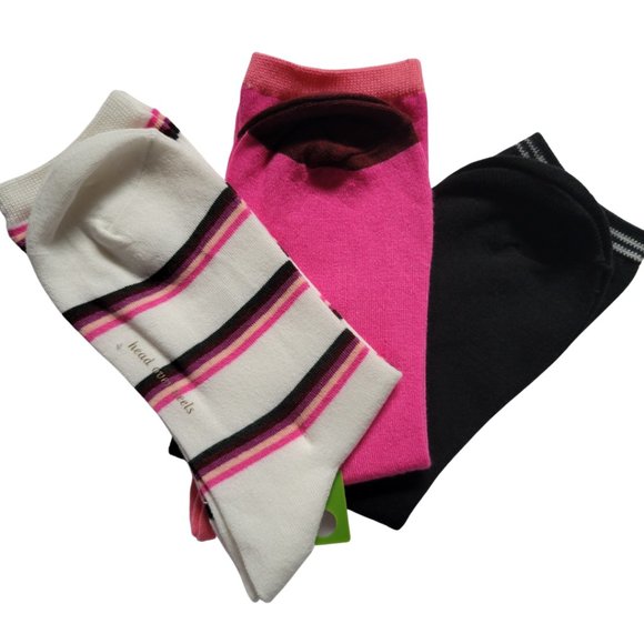 NWT♠️KATE SPADE♠️"Hello" Designer Crew Socks 3 Pairs New York - Picture 3 of 16